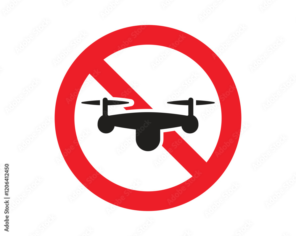 No Drone Sign, High-Quality Vector Image for Ensuring Safety and Compliance, Clear and Recognizable Symbol No Drone Sign, High-Quality Vector Image for Ensuring Safety and Compliance, Clear and Recognizable Symbol