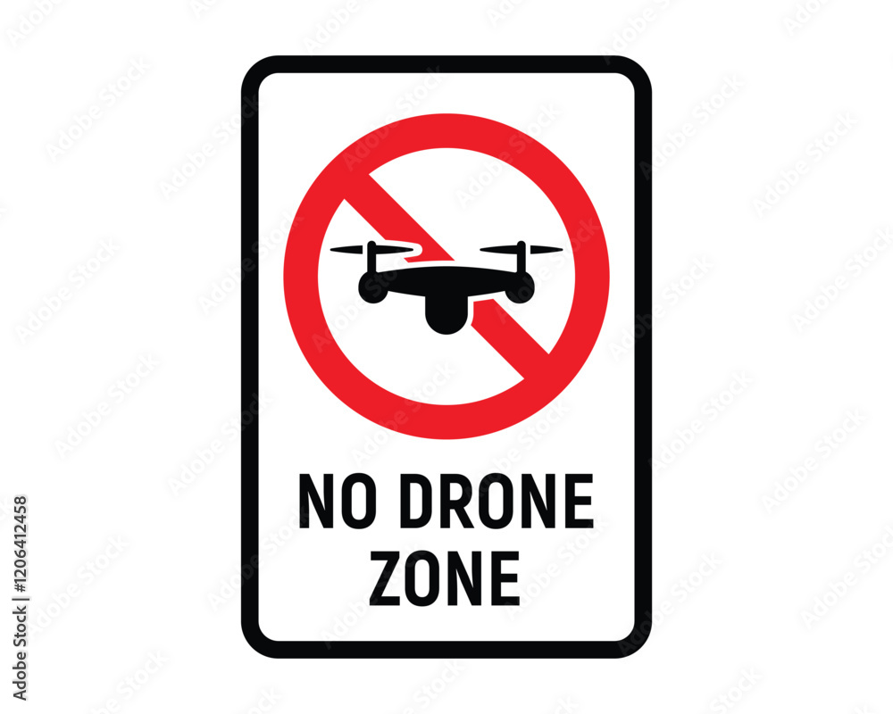No Drone Zone Sign, High-Quality Vector Image for Ensuring Safety and Compliance, Clear and Recognizable Symbol No Drone Zone Sign, High-Quality Vector Image for Ensuring Safety and Compliance, Clear and Recognizable Symbol