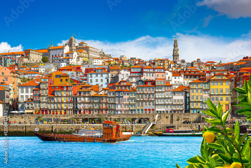 Panoramic view of the city of Porto on a beautiful summer day. Porto, Portugal