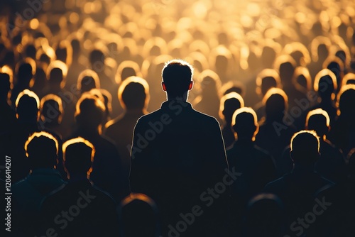 Standing out from the crowd: one person in focus amidst a sea of people