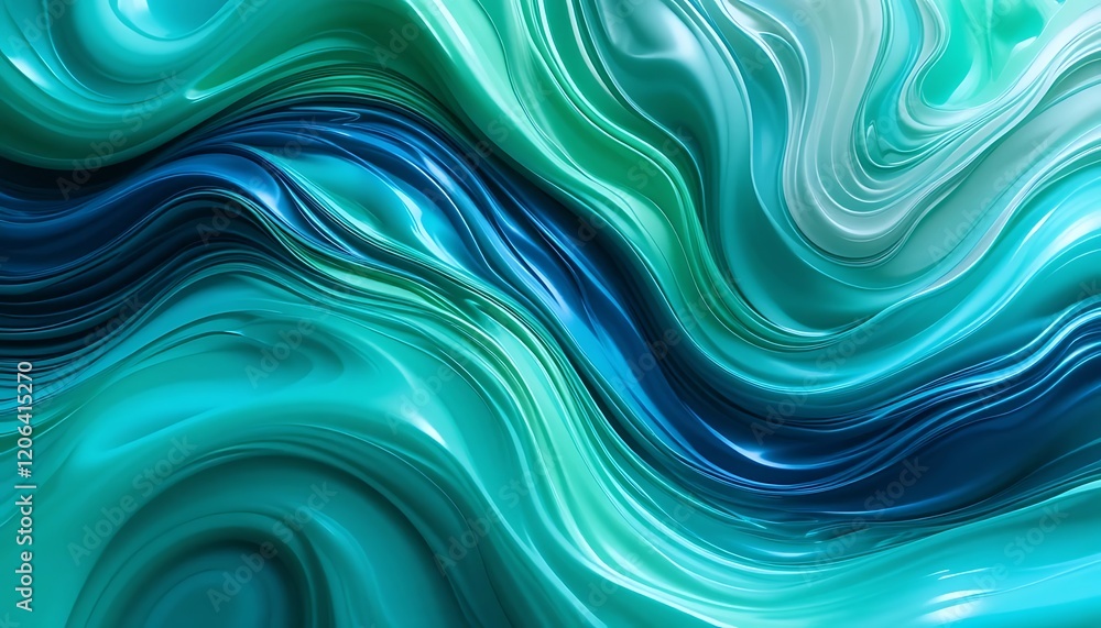 Abstract Teal Blue Swirling Liquid Waves Design Abstract Teal Blue Swirling Liquid Waves Design