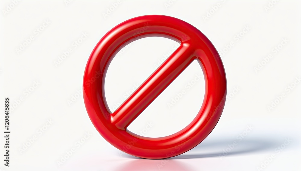 Red prohibition symbol. A bold, glossy circle with a diagonal bar, signifying restriction or prohibition. Red prohibition symbol. A bold, glossy circle with a diagonal bar, signifying restriction or prohibition.