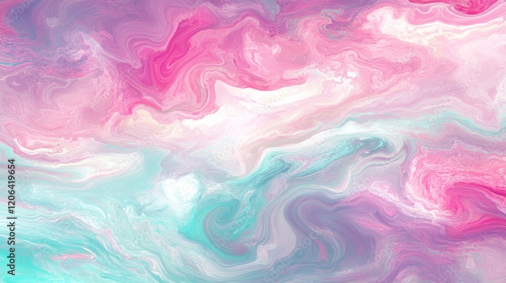Fototapeta premium Dreamy Pastel Swirls: Abstract Art in Pink, Purple, and Teal