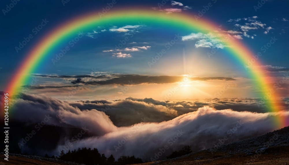 the morning sun casts a rainbow glow on the clouds sun rainbow iridescence the morning sun casts a rainbow glow on the clouds sun rainbow iridescence