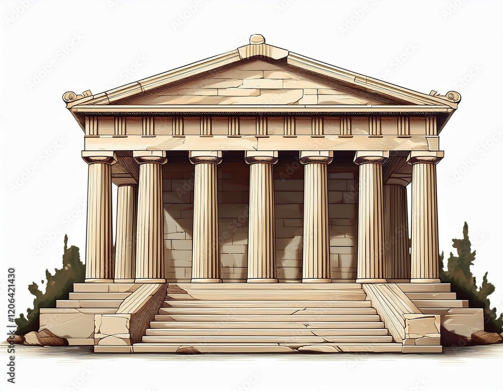 Fototapeta premium ancient greek temple isolated on white background