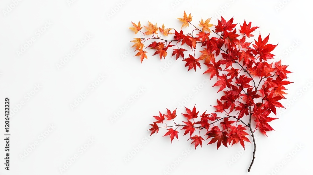 Japanese maple tree with leaves transitioning from green to vivid red, arranged in a way that mimics facial contours, a serene autumn illustration Japanese maple tree with leaves transitioning from green to vivid red, arranged in a way that mimics facial contours, a serene autumn illustration
