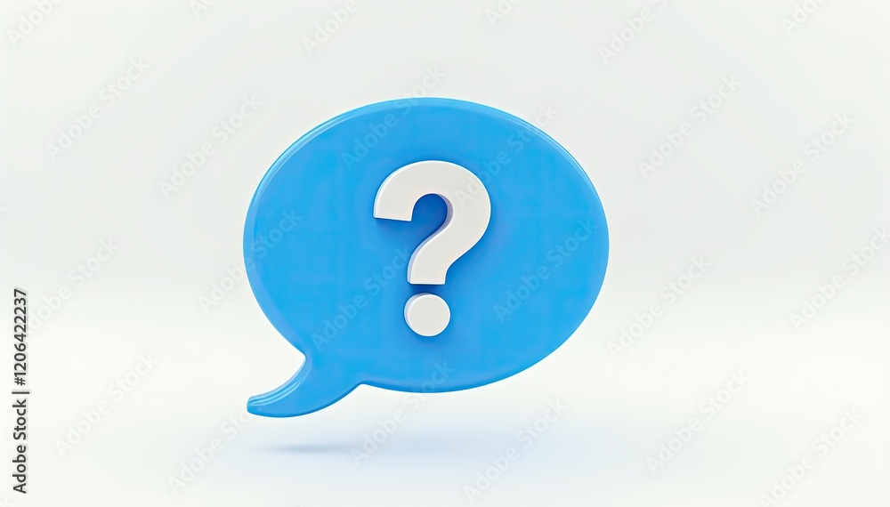 A blue speech bubble with a white question mark, representing inquiry, query, or question. Ideal for websites, apps, or presentations needing a visual for FAQs or help. A blue speech bubble with a white question mark, representing inquiry, query, or question. Ideal for websites, apps, or presentations needing a visual for FAQs or help.