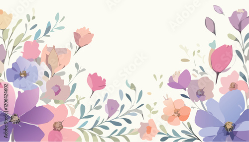 Abstract vector art floral background vector, wallpaper with watercolor, leaf framed, flower, vivid foliage, aquarelle frame.
