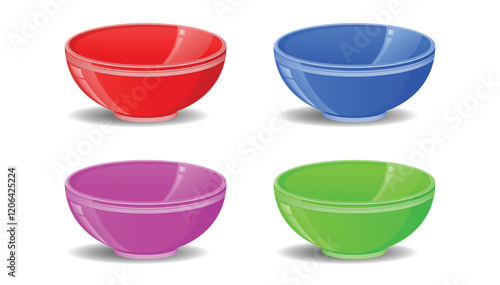 Set Illustration of Colorful Plastic Plates or bowl isolated  

