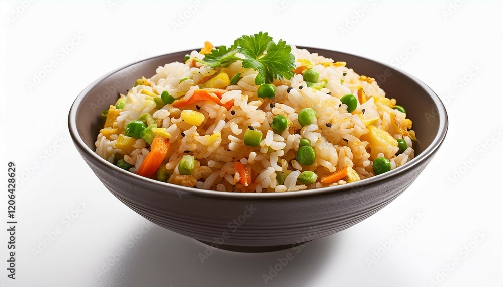 vibrant fried rice bowl isolated white background vibrant fried rice bowl isolated white background