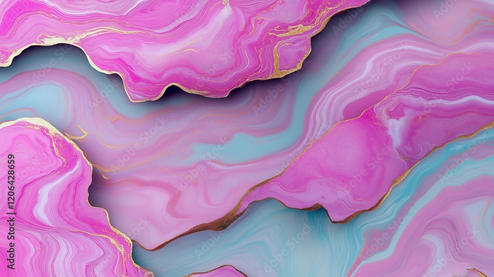 Obraz premium Pink and turquoise marble texture with gold veins creating stunning visual effect