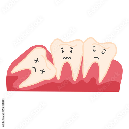 crowded teeth character icon. Healthcare, dental, medicine, treatment, hygiene, oral care