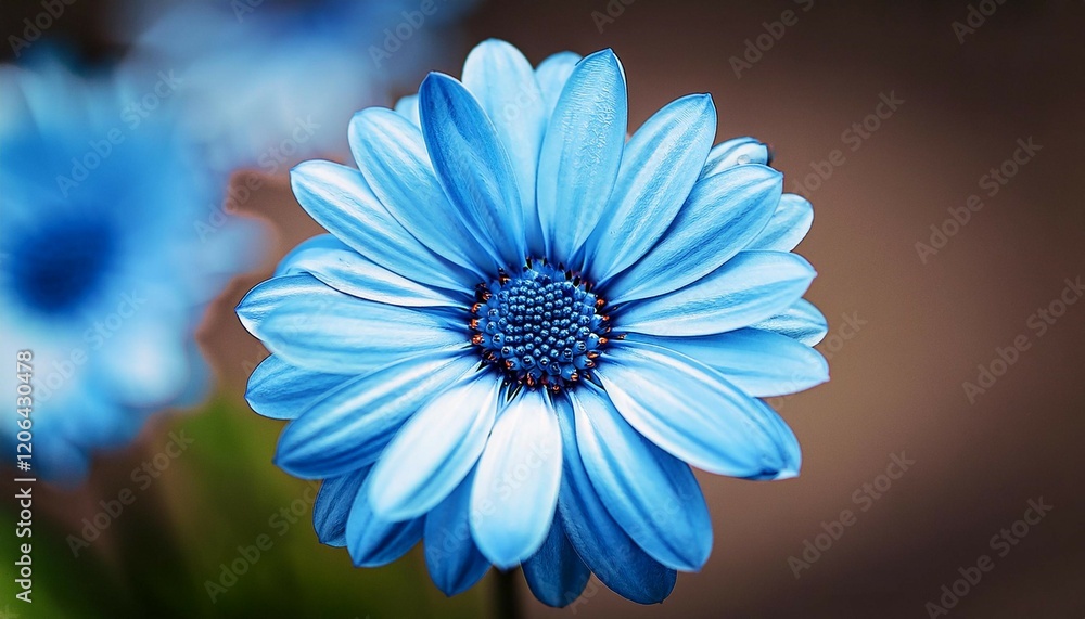 Fototapeta premium a close up shot of a single blue daisy with a light blue center