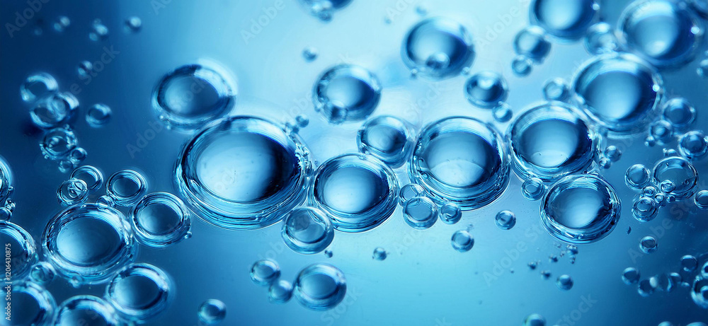 Blue drop of water falling on the surface, a spray of small drops around_ Blue drop of water falling on the surface, a spray of small drops around_