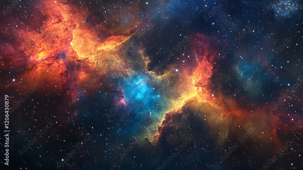 Vivid cosmic nebula with vibrant colors and stars. Vivid cosmic nebula with vibrant colors and stars.