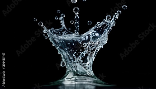 Dynamic water splash action black background photography fluid motion close-up nature's beauty