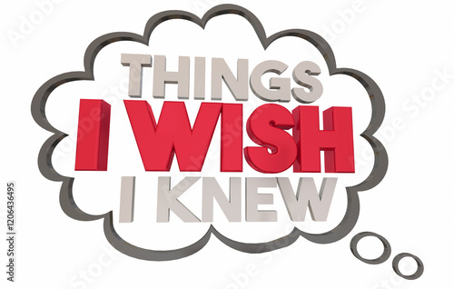 Foto Things I Wish I Knew Thought Cloud Ideas Better Plan Advice List 3d Illustration