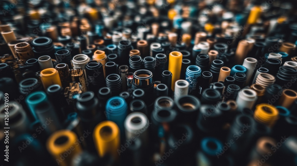 Obraz premium Close-up of many colorful cylindrical objects, creating a textured and abstract background.