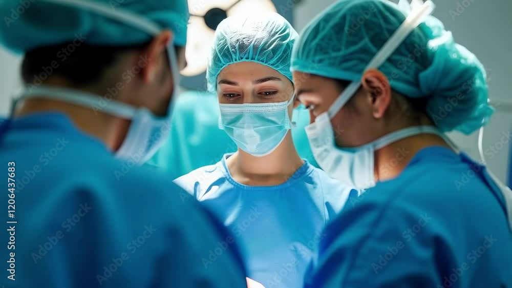 Focused Surgeon in Operating Room Surrounded by Medical Team, Demonstrating Precision and Collaboration in Modern Healthcare Environment Focused Surgeon in Operating Room Surrounded by Medical Team, Demonstrating Precision and Collaboration in Modern Healthcare Environment