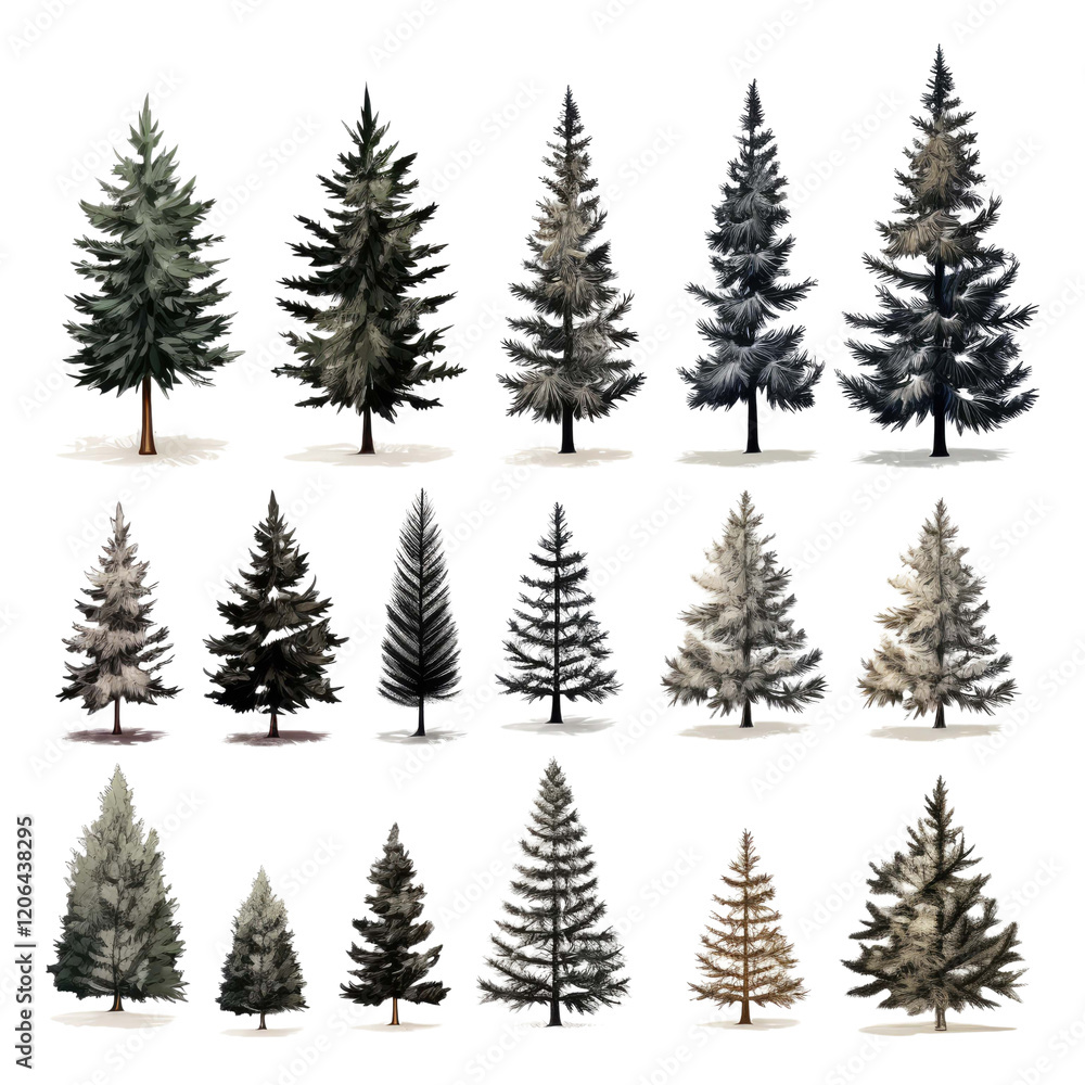 Fototapeta premium set of christmas trees isolated on transparent background