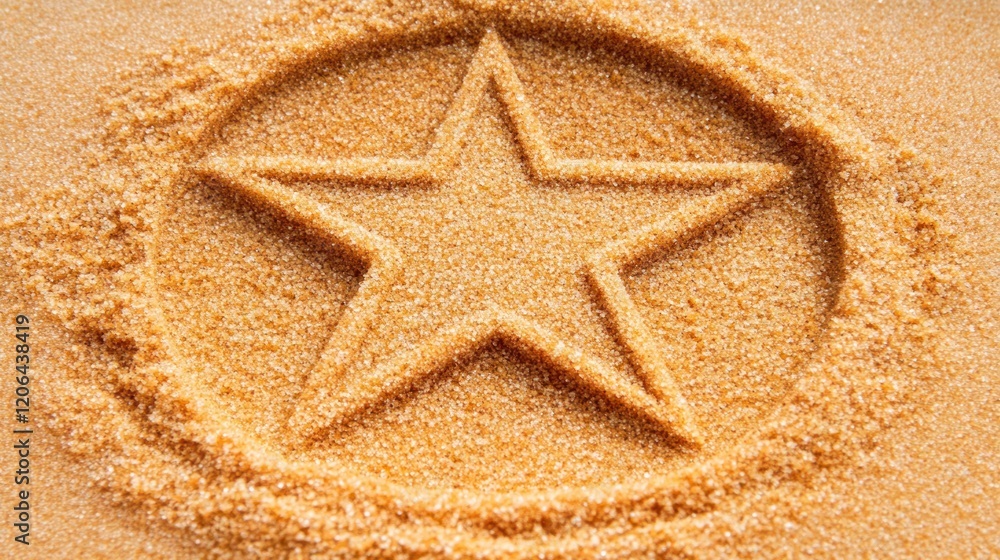 Five-pointed star drawn in brown sugar. Five-pointed star drawn in brown sugar.