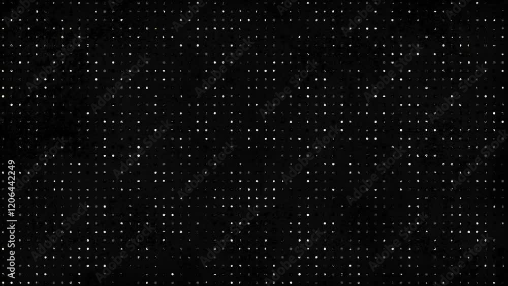 high technology animated technological background with randomly glowing dots and fading out, data information matrix animation