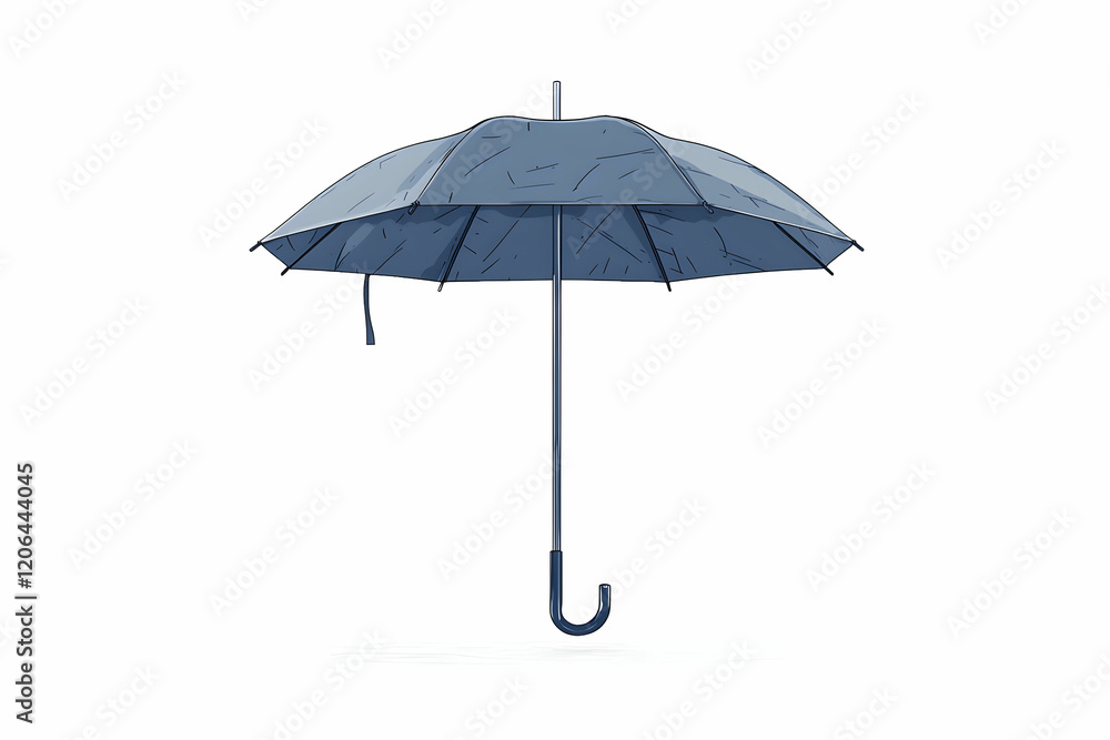Blue Umbrella with Simple Design Isolated on White Background Blue Umbrella with Simple Design Isolated on White Background