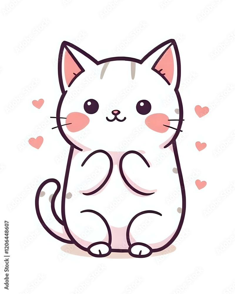 illustration vectorielle d'un petit chat completement blanc dans le style kawaii illustration vectorielle d'un petit chat completement blanc dans le style kawaii