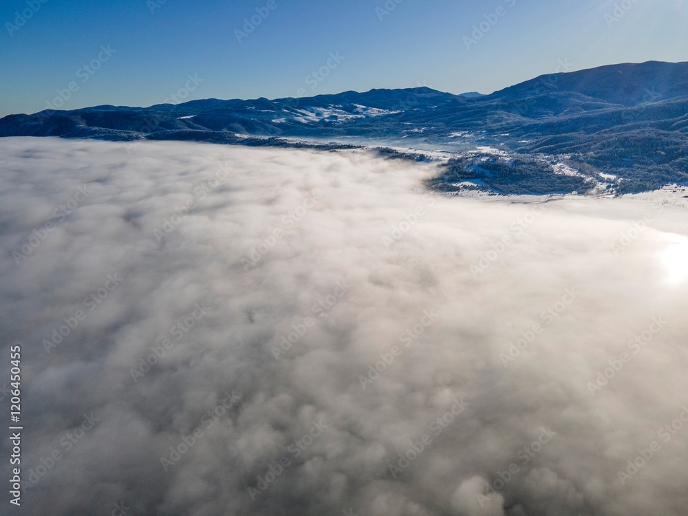 Batak Reservoir covered with clouds, Bulgaria Batak Reservoir covered with clouds, Bulgaria