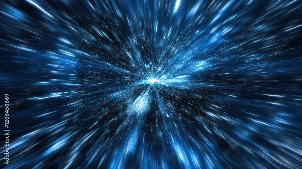Fototapeta premium science, futuristic, energy technology concept for wallpaper background. speed and motion blur over dark blue background