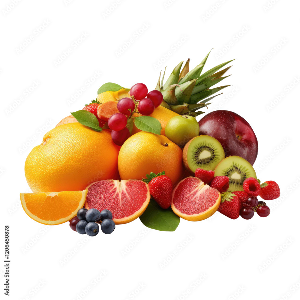 Various kinds of delicious fruits isolated on a white transparent background Various kinds of delicious fruits isolated on a white transparent background