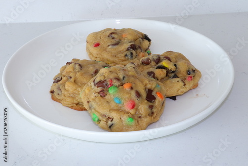 homemade m&m monster cookies on a plate