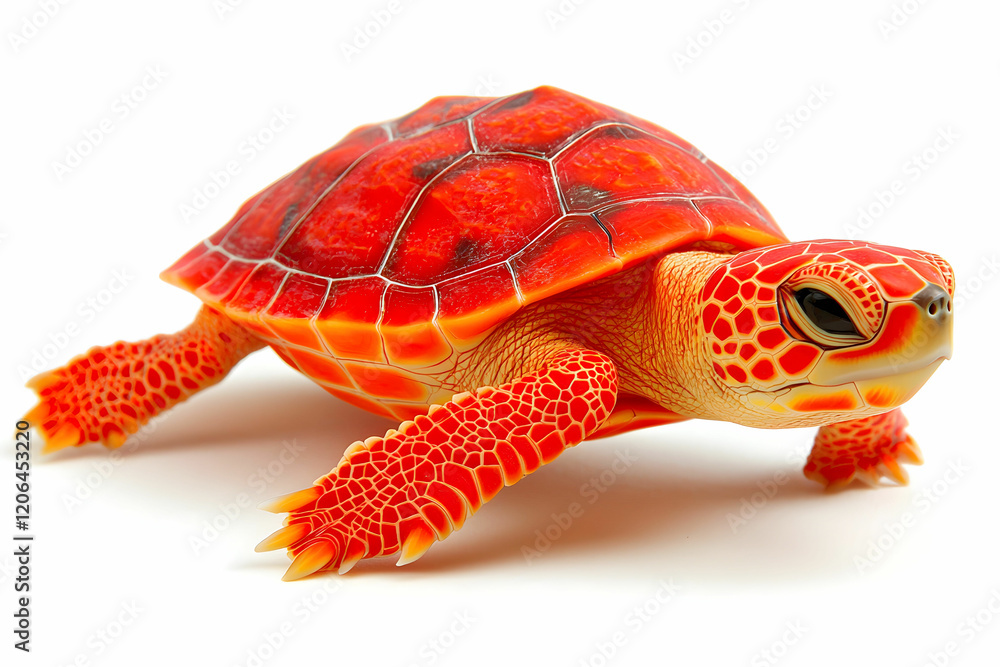 Obraz premium Vibrant Red Turtle with Intricate Shell Patterns and Details