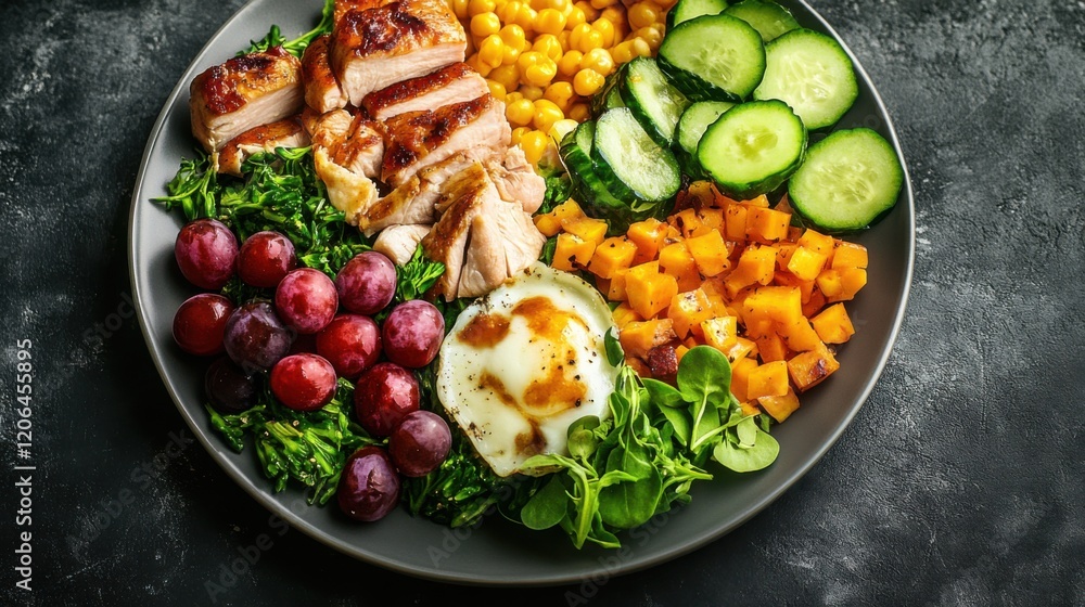 A low-carb diet meal, featuring a variety of proteins and non-starchy vegetables, emphasizing low carbohydrate intake A low-carb diet meal, featuring a variety of proteins and non-starchy vegetables, emphasizing low carbohydrate intake