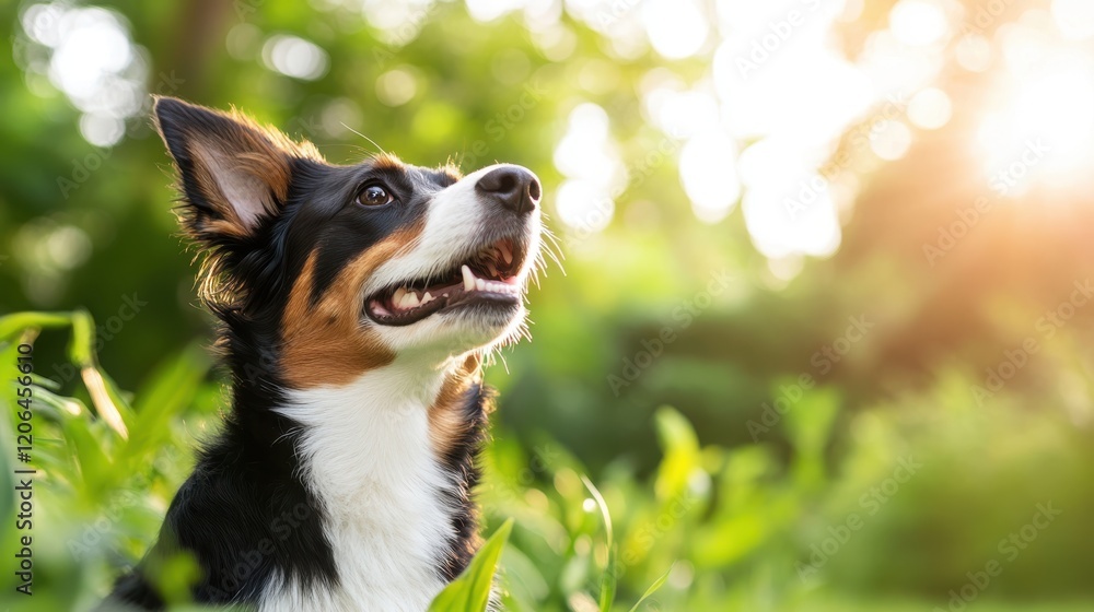 Border collie eagerly waiting for a tasty meal in the warm sunlight Border collie eagerly waiting for a tasty meal in the warm sunlight
