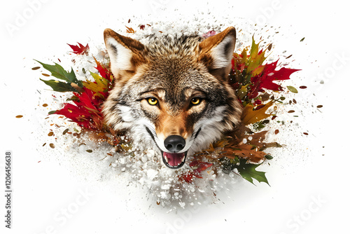 Wallpaper Mural Stunning Coyote Portrait Surrounded by Vibrant Autumn Leaves Torontodigital.ca