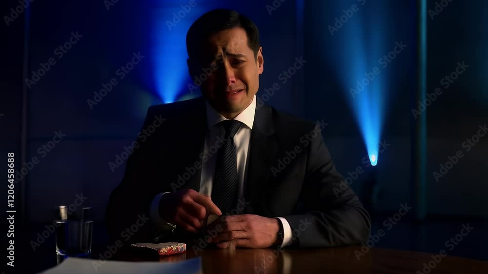 Emotional moment in dark room with man holding heart-shaped object Emotional moment in dark room with man holding heart-shaped object