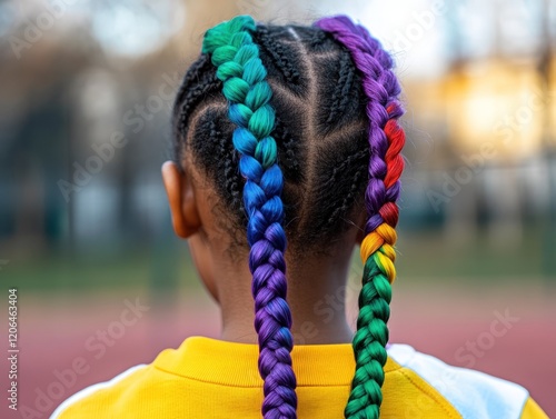 Vibrant Rainbow Braids: A Colorful Hairstyle photo