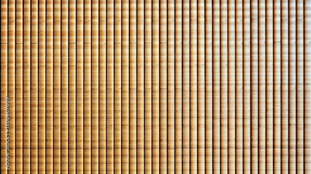 A close-up view of an elegant textured wall featuring a series of vertical wooden slats, creating a warm and inviting atmosphere.