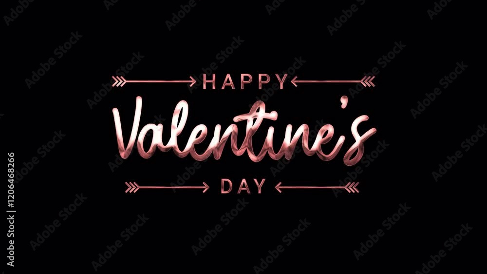 Happy valentines day text animation on transparent background. Animated text in pink color. Suitable for valentines day celebration or greeting card.