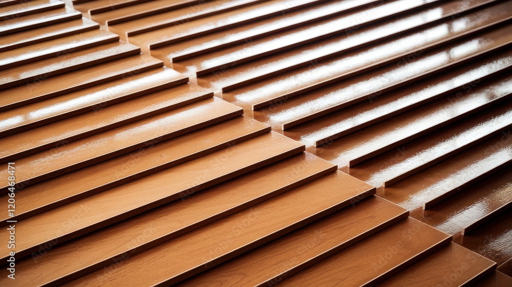 A detailed view of a modern wooden surface featuring parallel slats, creating a warm and inviting texture that enhances interior design. A detailed view of a modern wooden surface featuring parallel slats, creating a warm and inviting texture that enhances interior design.