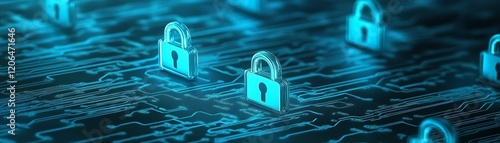Wallpaper Mural Enhanced cybersecurity, computer circuit with integrated digital lock for data protection Torontodigital.ca