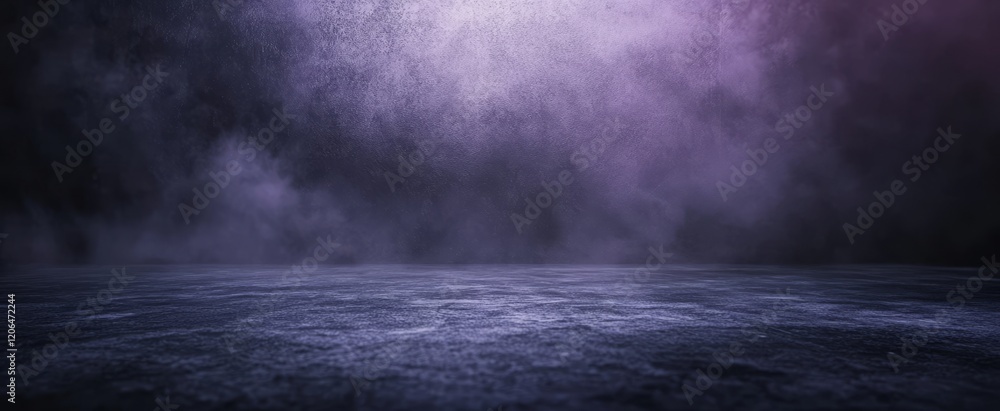 Dark purple smoky background with textured floor. Dark purple smoky background with textured floor.