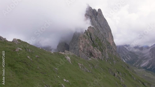 Wallpaper Mural Drone shot in Seceda, Italy, moving forward Torontodigital.ca