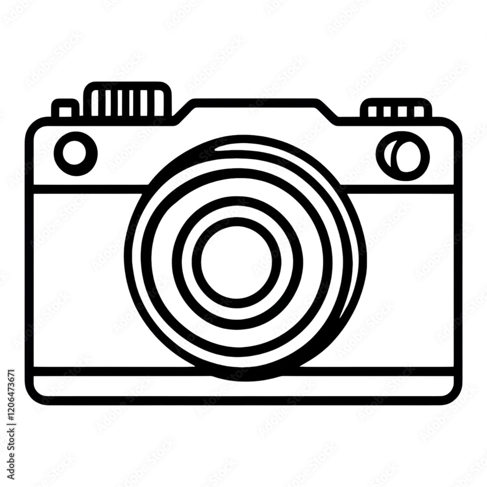Simple Line Drawing of a Modern Digital Camera Icon Illustration Simple Line Drawing of a Modern Digital Camera Icon Illustration