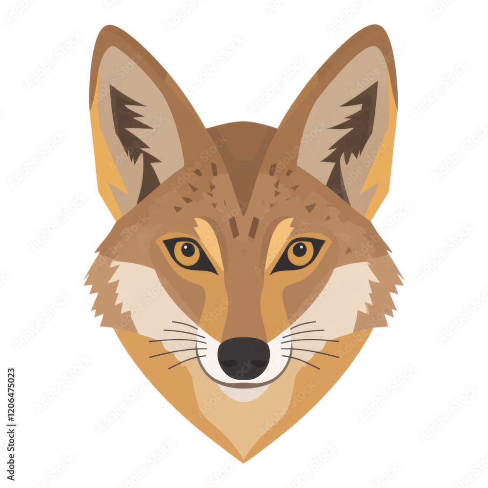 Obraz premium Majestic Coyote Head Wild Animal Portrait Geometric Design Nature Illustration