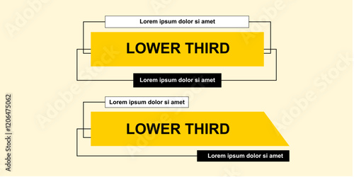 Graphic set of lower third template. Header design for media streaming or presentation. Vector illustration.