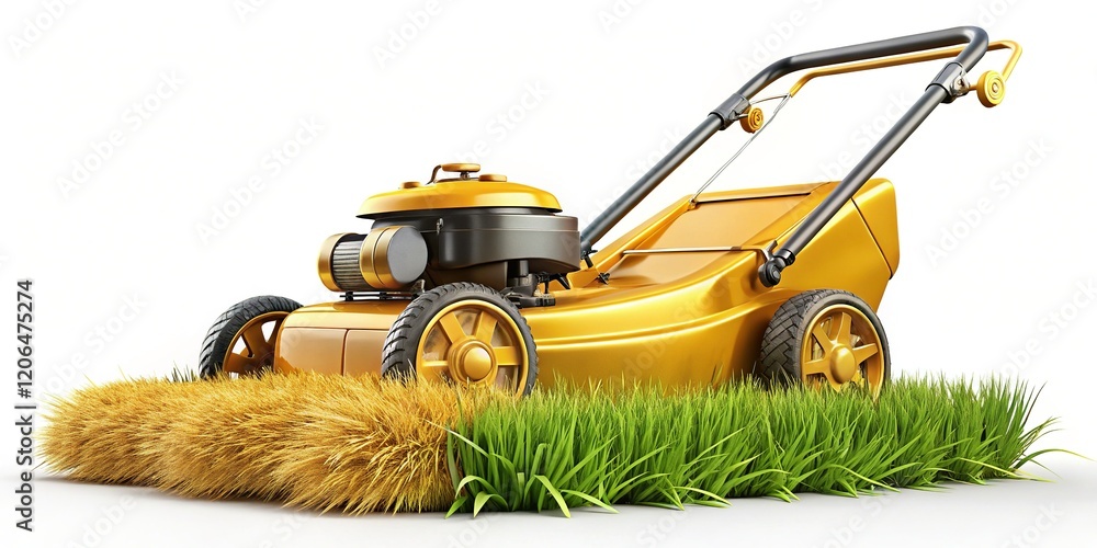 Fototapeta premium Golden Grass Trimmer Isolated on White Background - Professional Gardening Tool