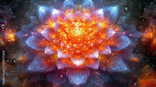 Luminous Abstract Flower: A Cosmic Fractal Design photo