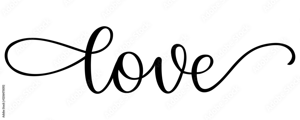 Calligraphic lettering inscription - love on white background Calligraphic lettering inscription - love on white background